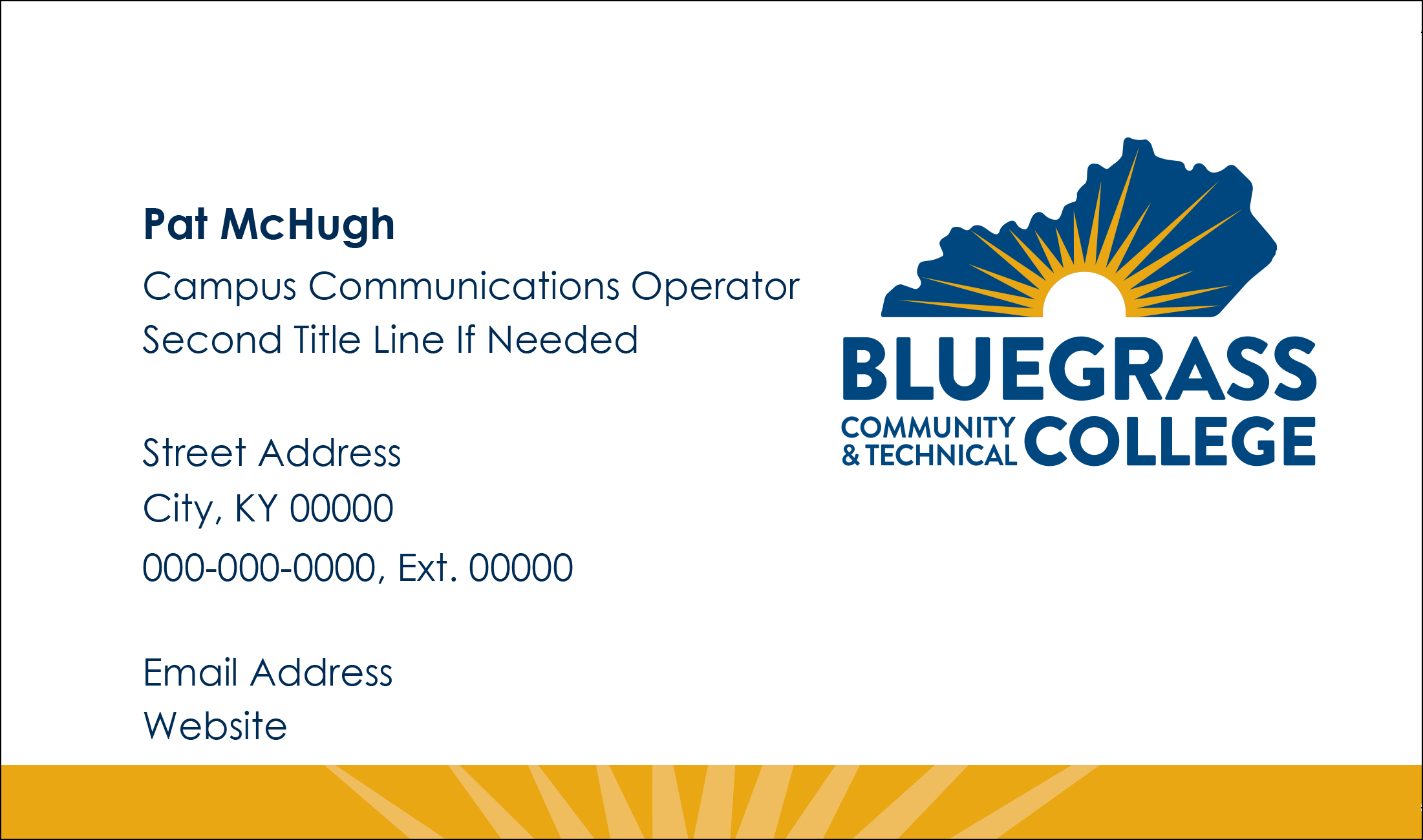 sample business card for BCTC