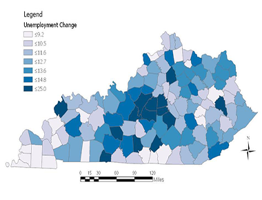 Change in Kentucky Unemployment April 2019 to April 2020