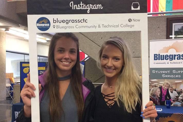 bctc students with instagram frame