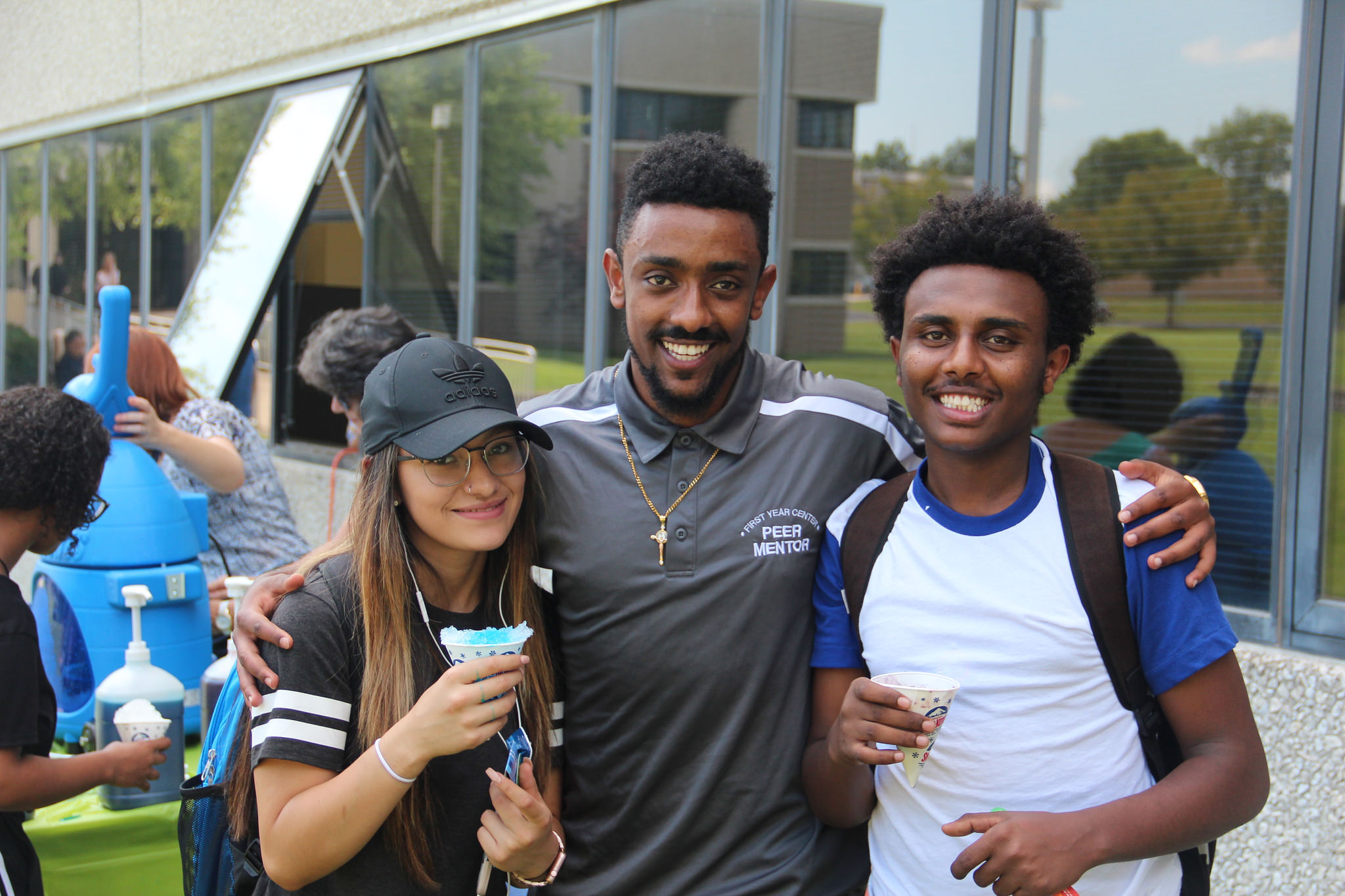 blonde woman on campus