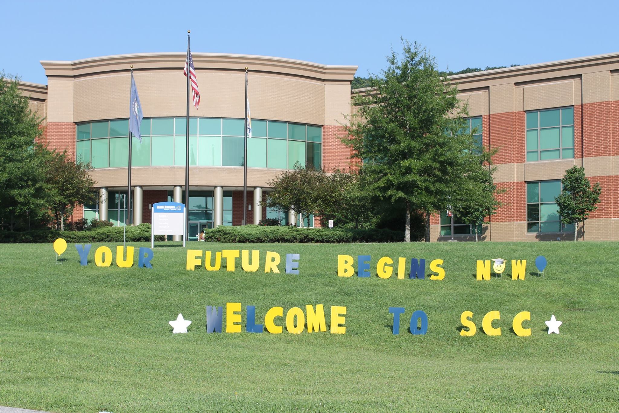 Somerset campus with signs